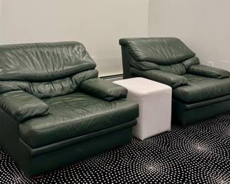 (2) Vintage Italian Leather Armchairs