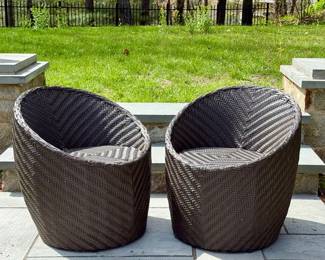 (2) Arhaus Furniture Wicker Chairs