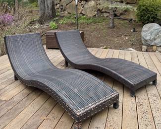 (2) Arhaus Furniture Wicker Lounge Chairs 