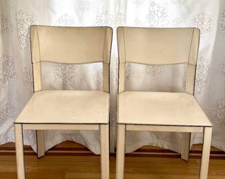 MCM Leather and Chrome Chairs, Pair - Style of Matteo Grassi