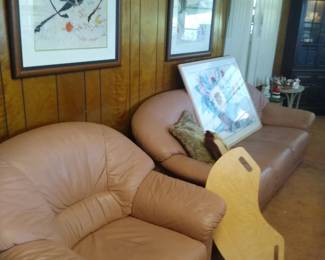 Leather couches, chair, ottoman 