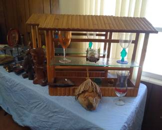 Tiki bar shelves 