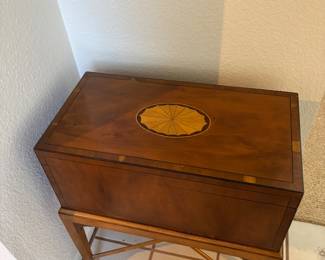 Chest on Leg Frame By Baker Furniture. "Cellar Eye" Center Detail