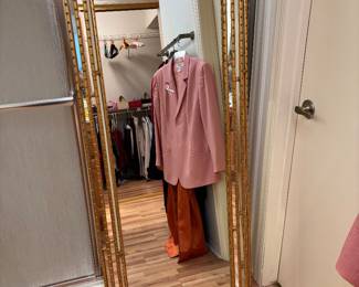 Hollywood Regency Gold Trimmed Floor Mirror