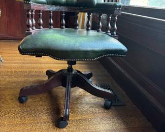 Green Leather Captain’s Chair