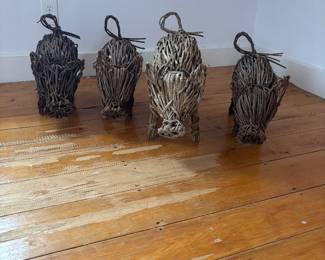 Made From Branches/Twigs Beautiful Pig Statues (Four)