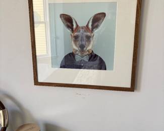 Brown Wood Framed Rabbit Picture