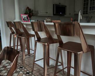Four Copper Kitchen Stools