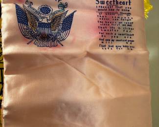 Vintage Pink Satin U.S. Army Sweetheart Hankie Holder, C-1950's