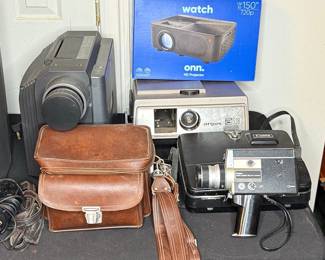 Canon Auto Zoom 814 Super 8 Movie Camera with Argus 538 Projector and ONN HD Projector