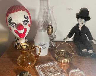 Vintage Clown Head Figurine and Decorative Items