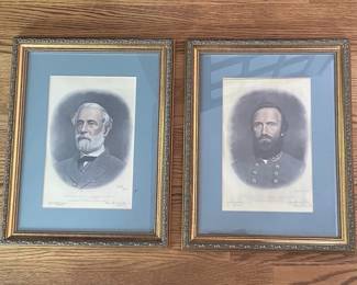 Civil War Generals Robert E. Lee and Stonewall Jackson Lithographs