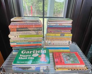 Collection of Children's Books including Nancy Drew, Alfred Hitchcock, Garfield, and Dr. Seuss