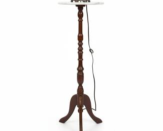 Vintage Mahogany Pedestal Lamp with Marble Top