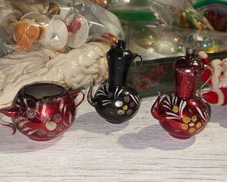 Vintage Christmas Ornaments - Teapot and Creamer Set
