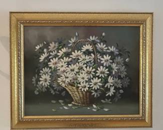Vintage Daisies Oil Painting