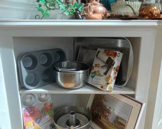 Assorted Baking Pans, Kitchenware, and Decorative Teapots