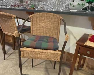 Vintage Iron and Wicker Bar Stool