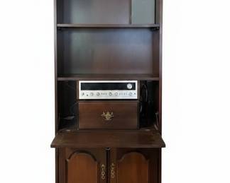 Vintage Console Stereo System with Turntable and Radio