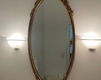 Vintage Ornate Gilt Oval Wall Mirror