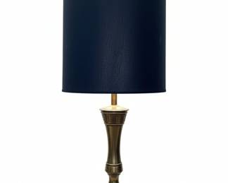 Vintage Brass Urn Table Lamp with Dark Fabric Shade