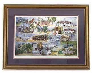 Virginia Historic Landmarks Watercolor Print by Carla Boyer