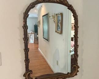Vintage Ornate Giltwood Mirror with Shell Crest