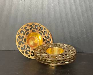 Brass Filigree Candle Holders