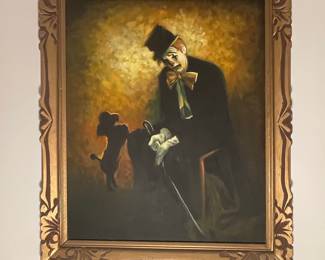 Sad Clown with Poodle Print by Edward Runci