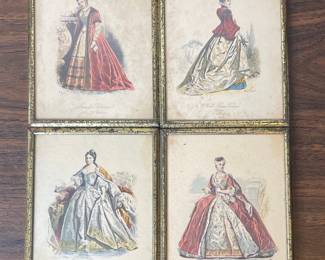 Vtg Hand-Colored Fashion Plates by P. Poupet
