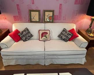 White Sofa with Blue Piping