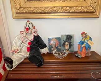 Vintage Dynasty Porcelain Clown Doll and Ceramic Clown Figurine