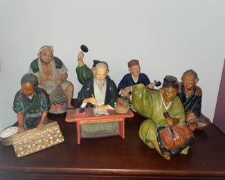 Hakata Urasaki Japanese Village Scene Figurines