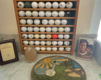 Wooden Golf Ball Display Rack with Assorted Golf Balls