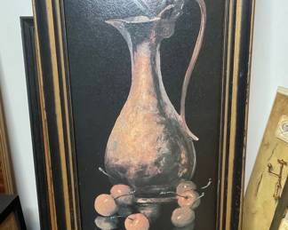 Still Life Painting of a Pitcher and Fruit by Hansen