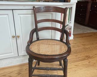 Victorian Ladder Back Armchair with Cane Seat