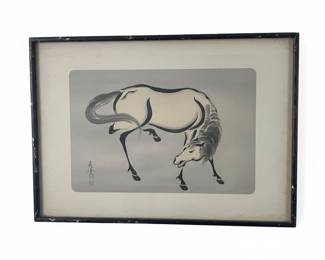 Japanese Woodblock Print of a Horse