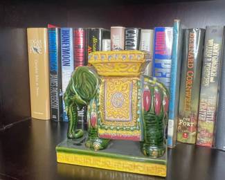 Vietnamese Ceramic Elephant Bookends