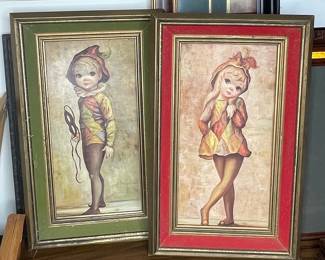 Vintage Maio "Big Eyes" Harlequin Prints