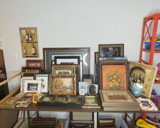 Large Collection of Vintage Art: Framed, Unframed, Paintings, Prints, Embroidery, and more! 