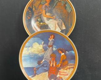 Norman Rockwell "The Young Lady" and "Waiting on the Shore" Collector Plates