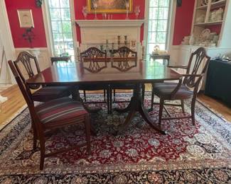 Mahogany Dining Table and Chairs Set - Chippendale Style