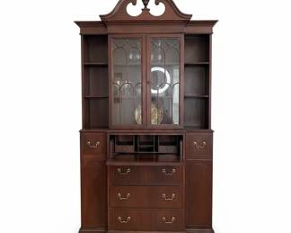 Vtg Chippendale Style Secretary Desk with Hutch