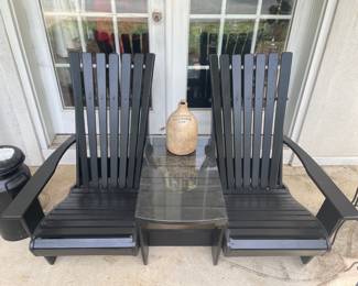 Black Adirondack Chairs with Attached Side Table
