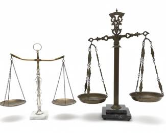 Vintage Brass and Marble Scales of Justice