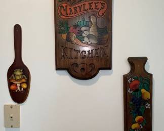 Vintage Hand-Painted Wooden Kitchen Decor Set