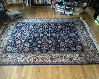 Navy Blue Persian-Style Floral Area Rug