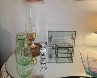Glass Hurricane Lamp with Brass Base