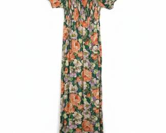Floral Print Smocked Maxi Dress Vintage