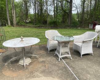 Wicker Patio Set with Glass Top Table